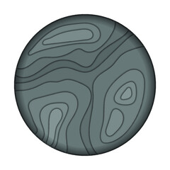 Vector illustration. Gray planet. Planet in space. Layer upon layer. Paper Cut