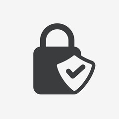 Padlock Security System Check Flat Vector Icon