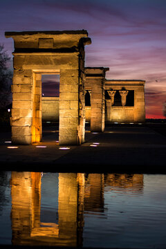 Sunset in the Temple of Debod, Madrid, Spain