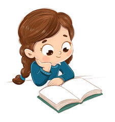 Girl in class reading a book school