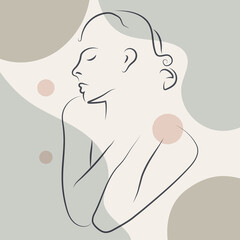 Woman outline portrait vector illustration