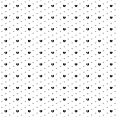 Square seamless background pattern from black broken heart symbols are different sizes and opacity. The pattern is evenly filled. Vector illustration on white background