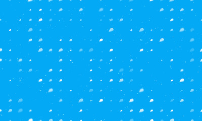 Seamless background pattern of evenly spaced white iron symbols of different sizes and opacity. Vector illustration on light blue background with stars