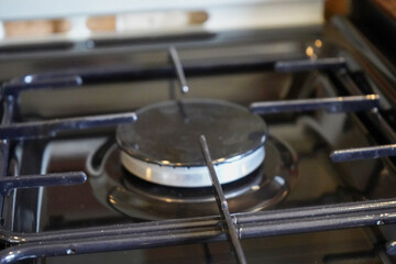 Close up of a gas cooker hob burner