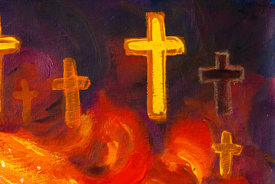 All saints day religious holiday greeting card painting art illustration