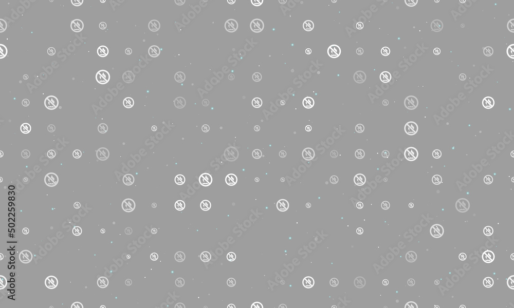 Poster seamless background pattern of evenly spaced white no gas symbols of different sizes and opacity. ve