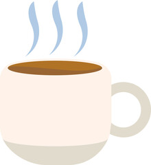 Cartoon hot tea in a cup. Cup of hot coffee. Icon isolated on white background. Illustration, Vector, EPS10