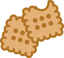 Cartoon Biscuits. Biscuit cookie top view. Icon isolated on white background. Illustration, Vector, EPS10
