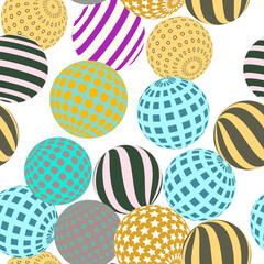 Retro 3d illustration of abstract balls, great design for any purpose. Modern poster for cover design. Vector seamless technology background. Background wall design.
