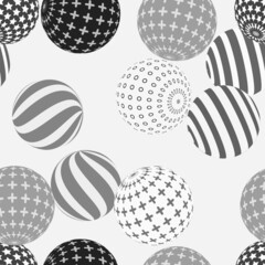 Retro 3d illustration of abstract balls, great design for any purpose. Modern poster for cover design. Vector seamless technology background. Background wall design.