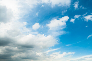 Obraz premium Blue sky with cloud backdrop. Beautiful natural of sky abstract or background.Soft image.