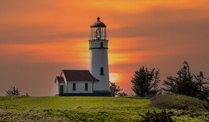 Cape Blanco Lighthouse at Cape Blanco State Park near Port Orford on the Oregon coast