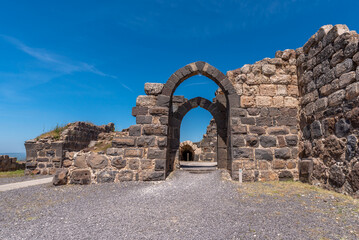 Arched features of Belvoir Fortress, Kohav HaYarden National Park in Israel. Ruins of a Crusader...