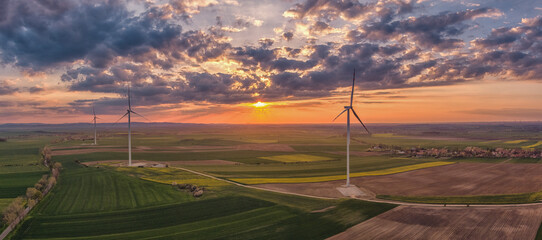 wind turbine at sunset