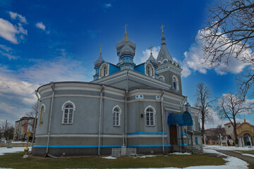 Ancient orthodox church of Alexander Nevsky  outdoors. Radyvyliv city,  Rivne region,  Ukraine.