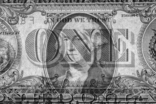 fragment of 1dollar banknote with visible details of banknote reverse