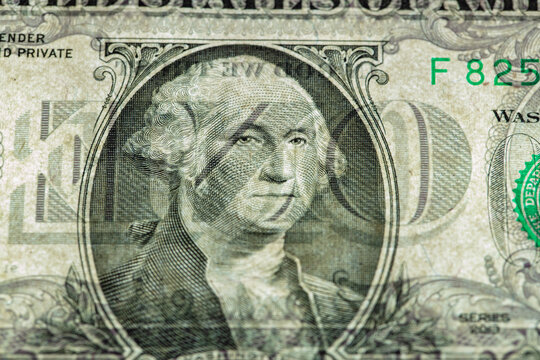 fragment of 1dollar banknote with visible details of banknote reverse