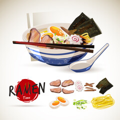 Ramen with ingredient