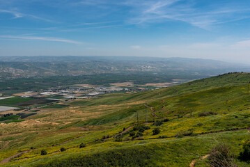 View of the Jordan Valley from the ruins of Belvoir Fortress - Kokhav HaYarden National Park in Israel. 
