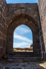 Arched features of Belvoir Fortress, Kohav HaYarden National Park in Israel. Ruins of a Crusader castle.
