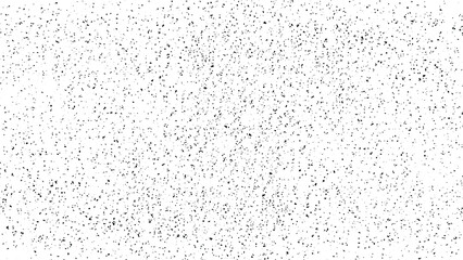 Small uneven spots and particles of debris. Abstract vector texture. Distressed uneven background. Grunge texture overlay with fine grains isolated on white background. Vector illustration. EPS10.