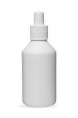 Mock up plastic bottle for hydrogen peroxide isolated on white background with copy space, medicine liquid container or tube with shadow