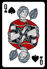 Queen of Spades playing card - Greece original design.