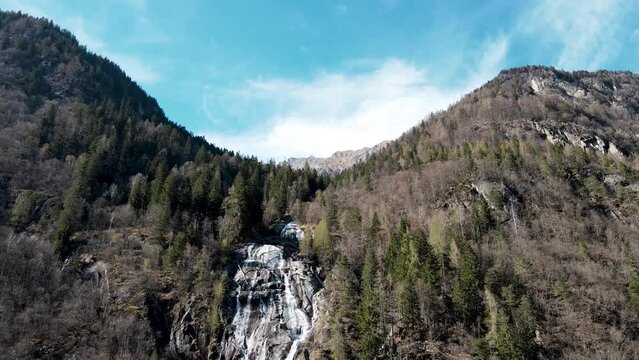 Aerial Drone - Alpine landscape on Nardis Waterfalls