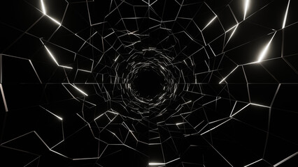 3D Rendering. Flight in abstract sci-fi tunnel. Futuristic motion graphics, high tech background....