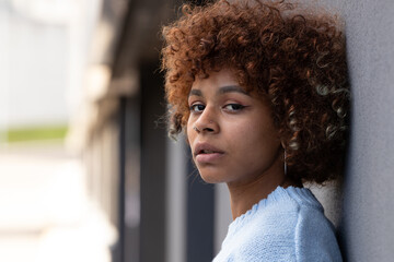 portrait of african american girl on the street