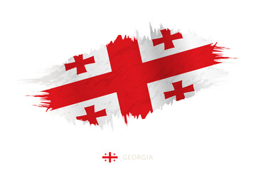 Painted brushstroke flag of Georgia with waving effect.