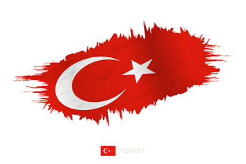 Painted brushstroke flag of Turkey with waving effect.