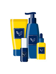 Cute care cosmetics background. Flat design.