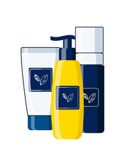 Cute care cosmetics background. Flat design.