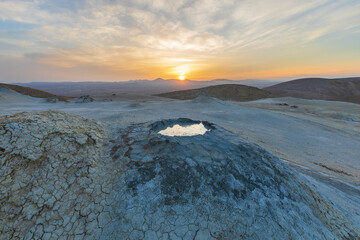 Mud volcanoes in the mountains of Gobustan