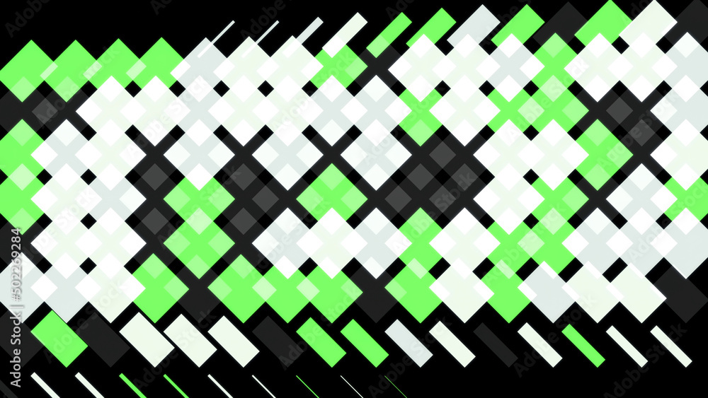 Poster abstract animation of multicolored geometric patterns appearing and disappearing one by one on the b