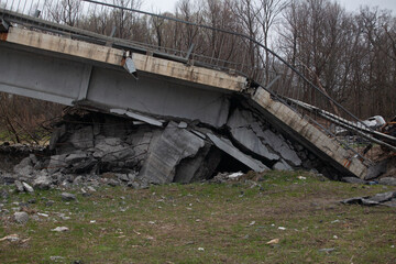 road bridge destroyed by a Russian air bomb