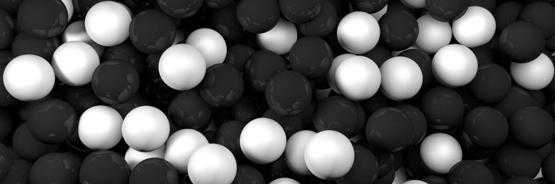 Banner of black and white balls