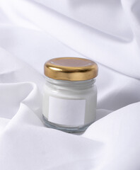 Scented candle with lighting aroma for home decoration on white background