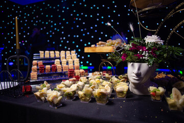 fruit slicing in plastic cups on the catering