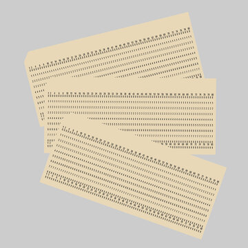 Vintage Punch Card For Drawing And Storing Computer Information. Vector.