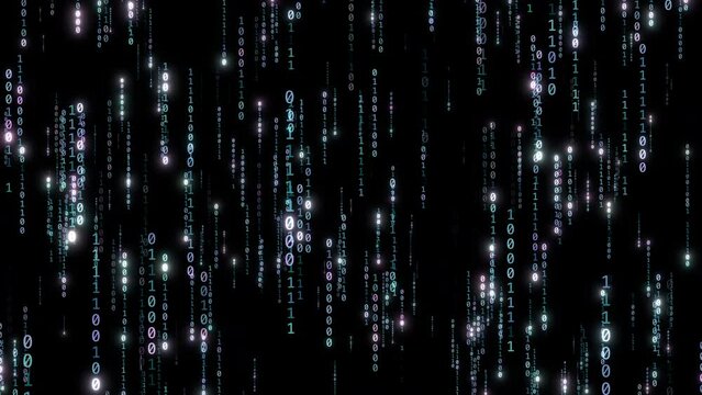 binary matrix digital animation background tech