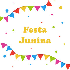 Fototapeta na wymiar Brazilian Traditional Celebration Festa Junina Illustration with Party Flags Festa de Sao Joao Greeting Card