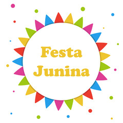 Brazilian Traditional Celebration Festa Junina Illustration with Party Flags Festa de Sao Joao Greeting Card