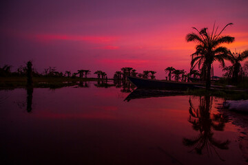 Fototapeta premium sunset over the river