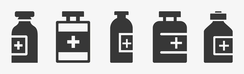 Set of Medicine Bottle icons vector