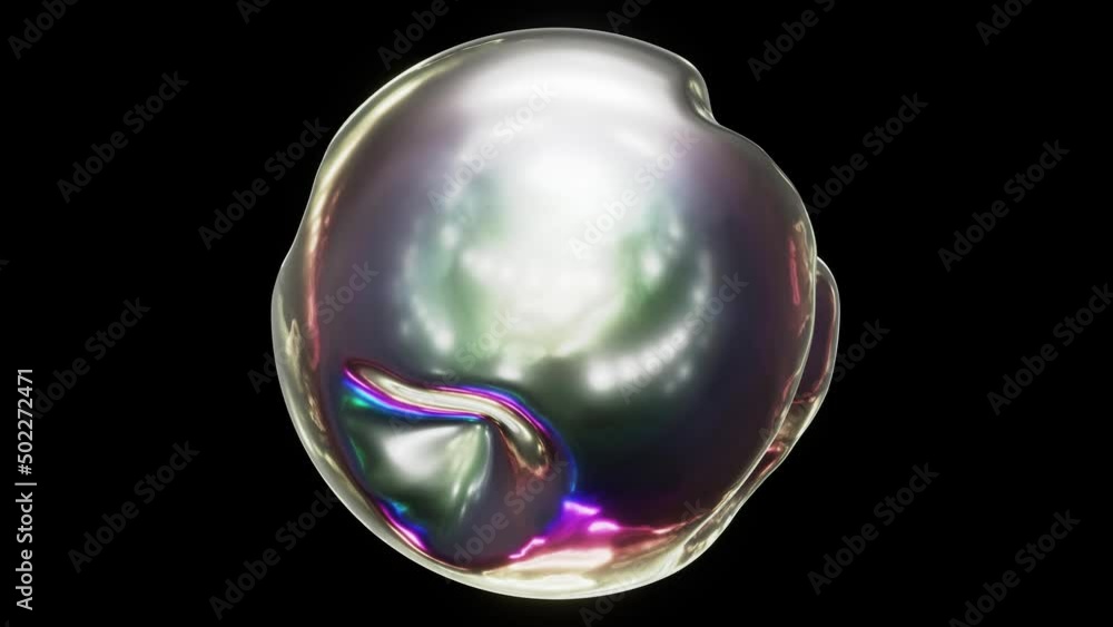 Aufkleber realistic looping 3d animation of the beautiful abstract morphing liquid metal silver iridescent orb