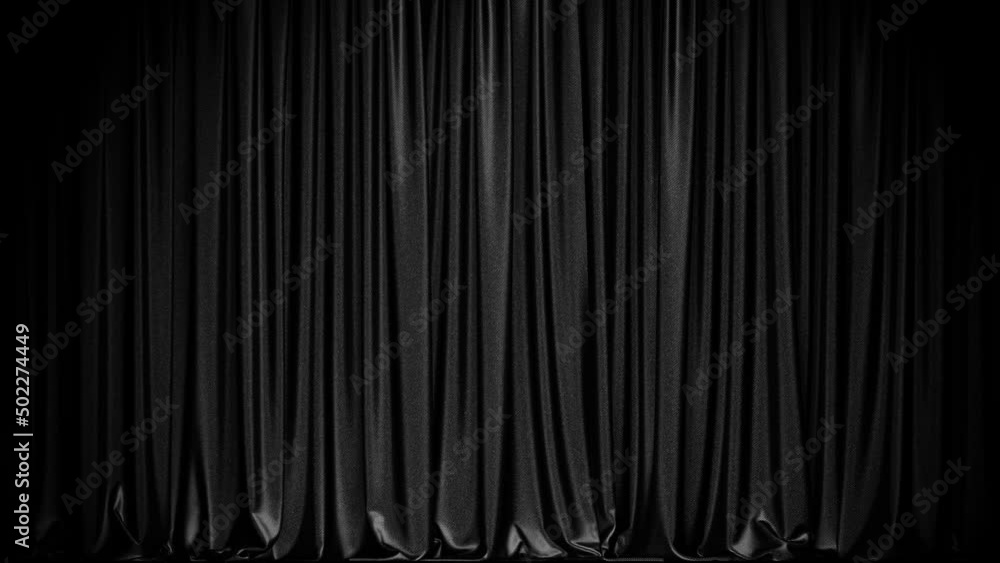 Aufkleber realistic 3d animation of the super dark black textured curtain rendered in uhd with alpha matte