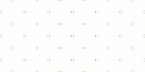 Vector golden minimal geometric seamless pattern. Subtle ornament with small floral silhouettes, tiny shapes. Simple abstract minimalist background. Gold and white texture. Elegant repeat geo design