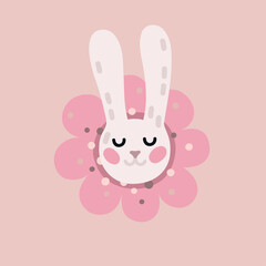 Easter bunny head and flower